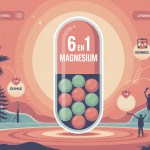 Illustration vectorielle 6 en 1 magnesium gélule multi-sources