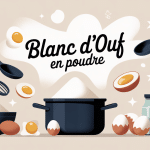 blanc d oeuf en poudre sur table avec ustensiles