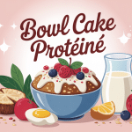 Bowl cake protéiné avec ingrédients variés petit-déjeuner