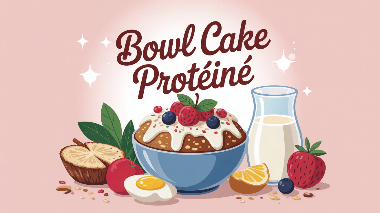 Bowl cake protéiné avec ingrédients variés petit-déjeuner
