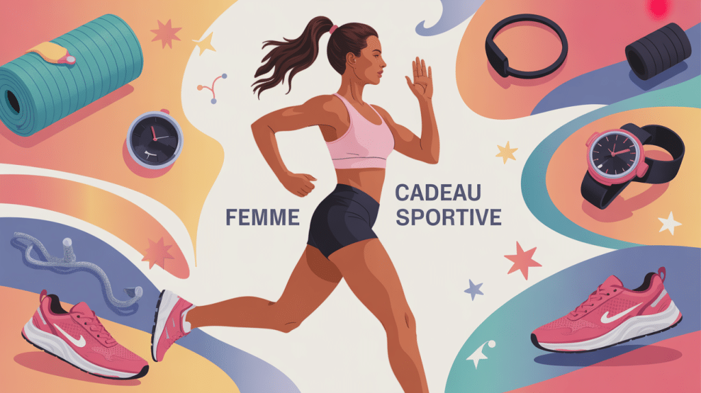 Cadeau pour une femme sportive en illustration avec accessoires