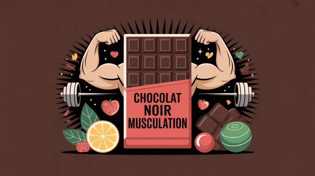 chocolat noir muscu tablette haltères sportifs