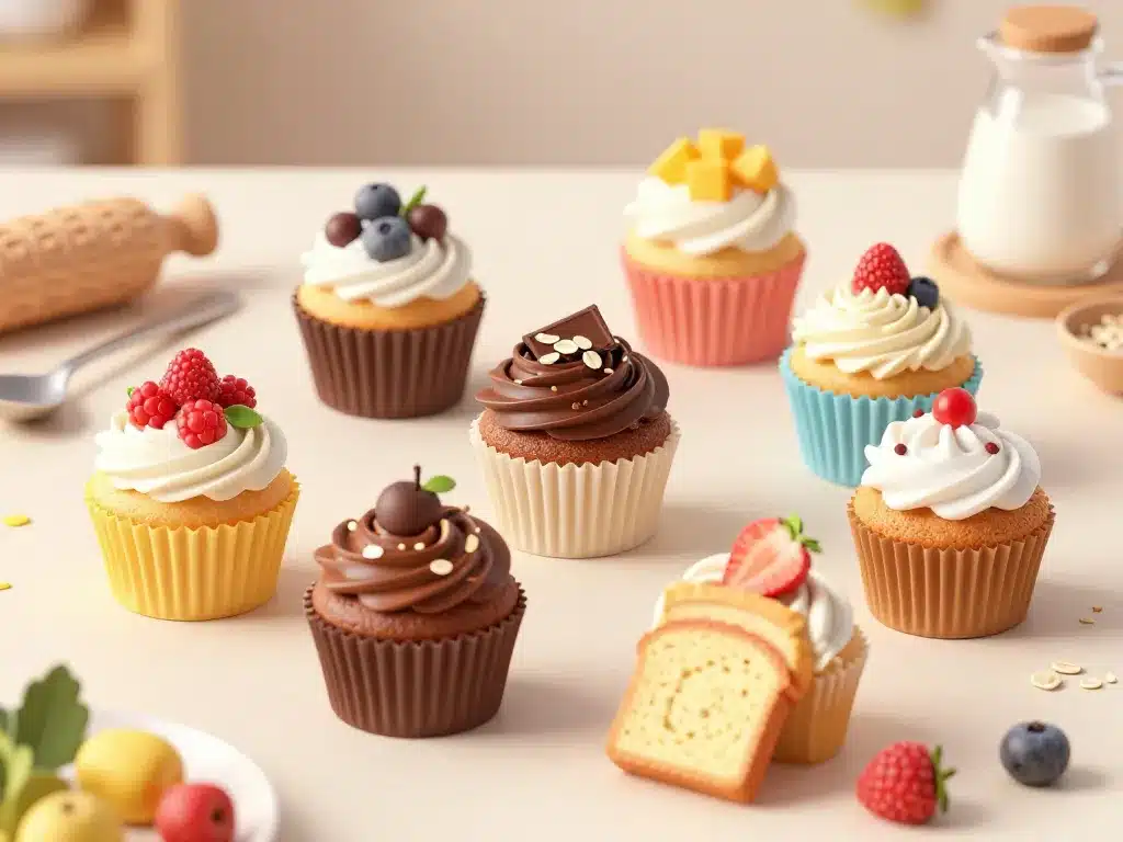 recettes et variantes de cupcake healthy sur table