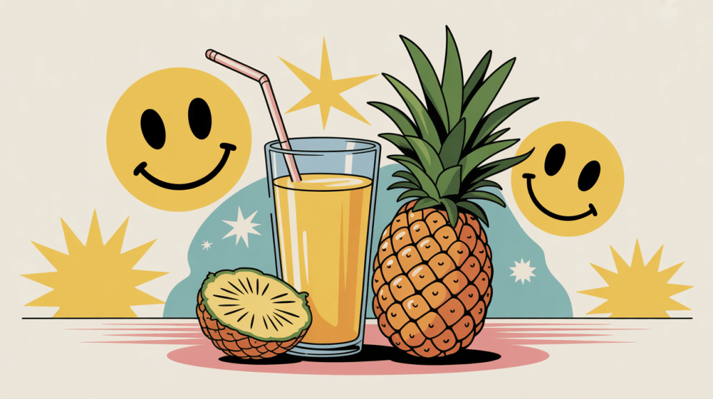 illustration jus d'ananas dents de sagesse optimiste