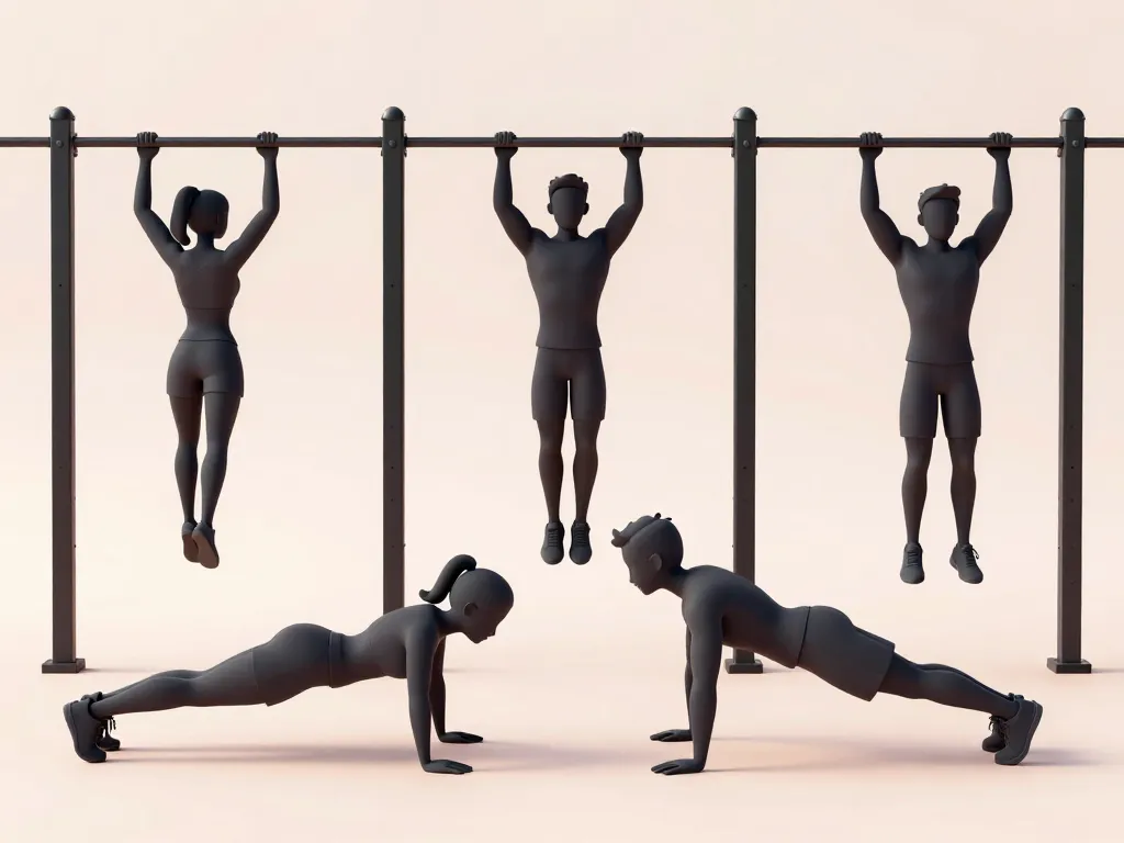 Exercices essentiels muscle haut du corps gym silhouettes