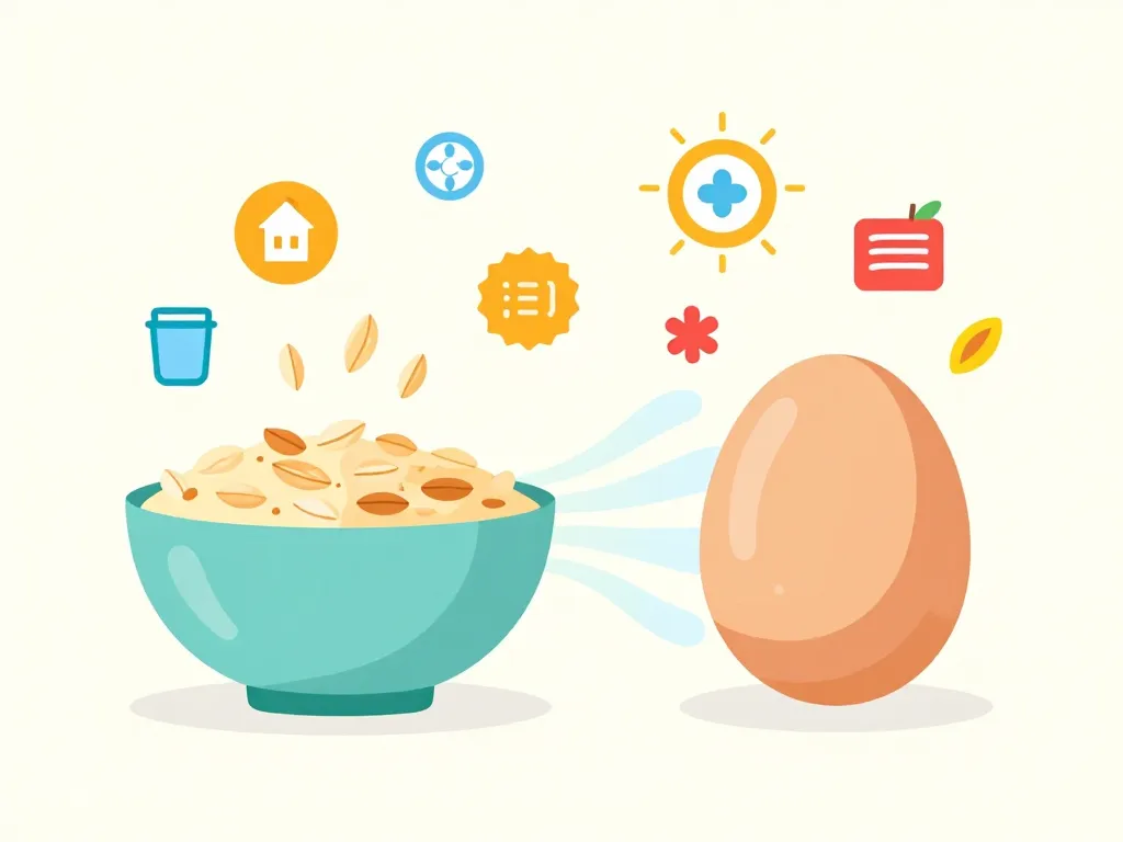 petit dejeuner flocon d'avoine oeuf symbole protéines fibres