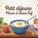 petit dejeuner flocon d'avoine oeuf bol porridge œuf fruits
