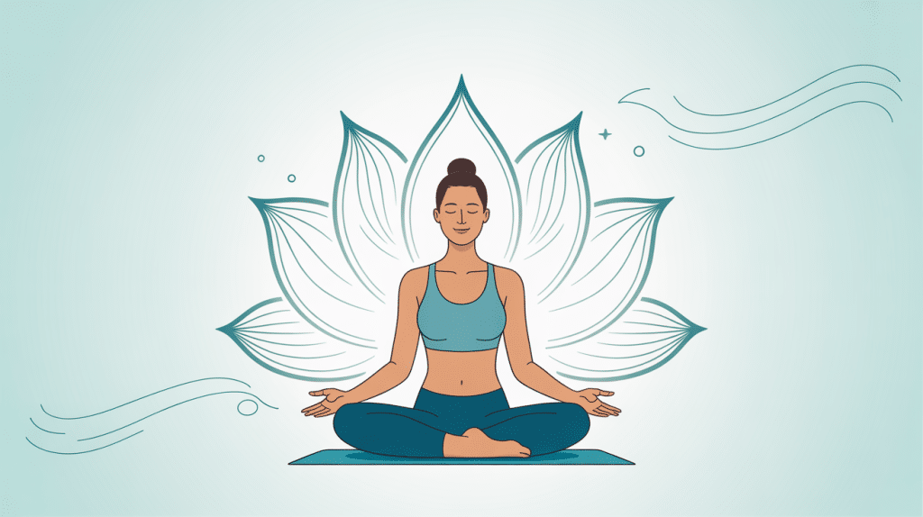 illustration posture yoga sur la tête ambiance zen stylisée