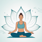 illustration posture yoga sur la tête ambiance zen stylisée