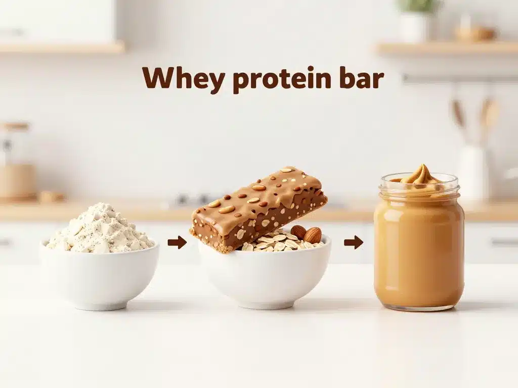 Diagramme conceptuel recette barre protéinée whey maison ingrédients