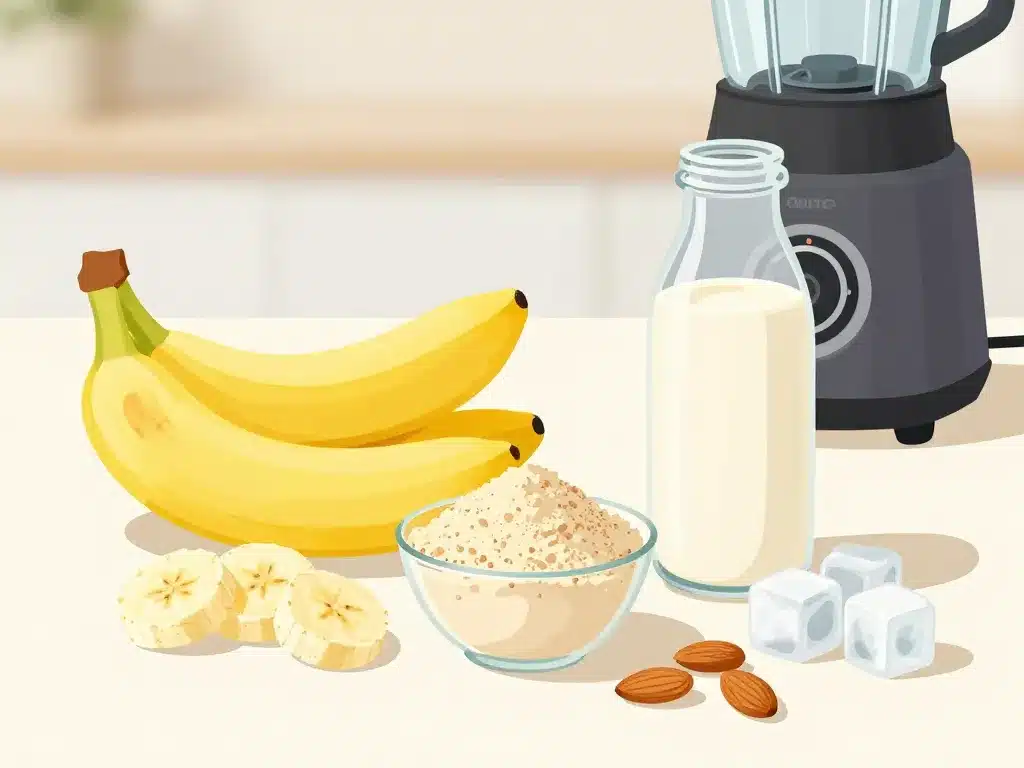 smoothie protéiné banane avec banane protéines lait amandes