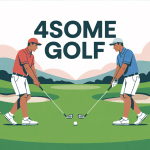 4some golf deux partenaires sur le fairway partageant une balle