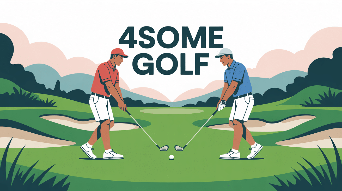 4some golf deux partenaires sur le fairway partageant une balle