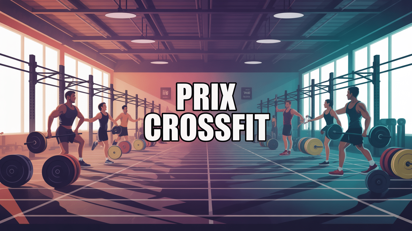 illustration crossfit prix salle avec équipements et sportifs