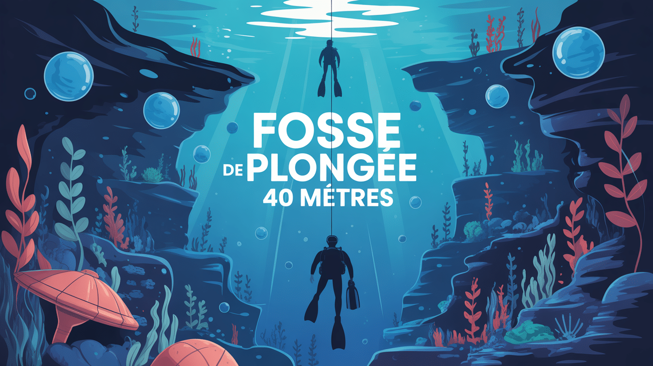 fosse plongée 40 mètres vue coupe avec plongeurs