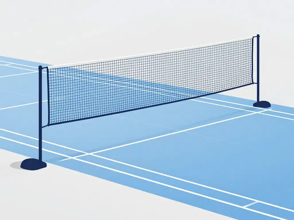 schéma hauteur filet badminton officiel poteaux centre