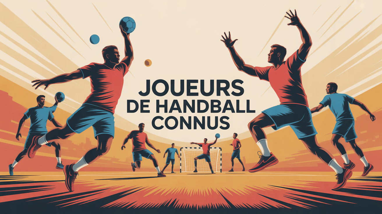 illustration joueurs de handball connus en action dynamique