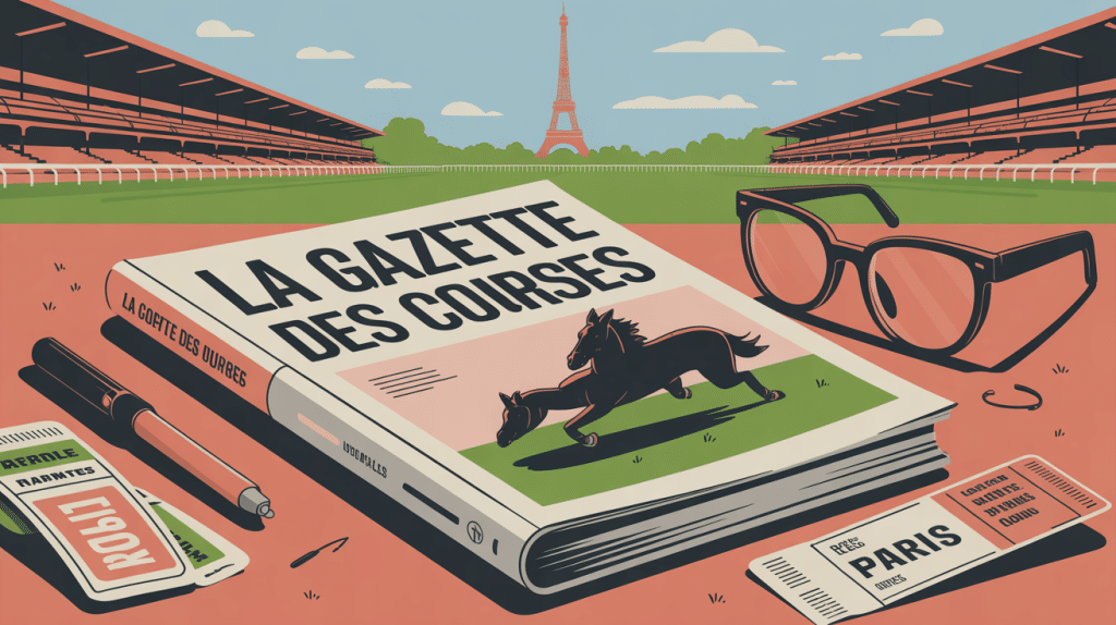 La Gazette des Courses le journal sur une table avec accessoires turf