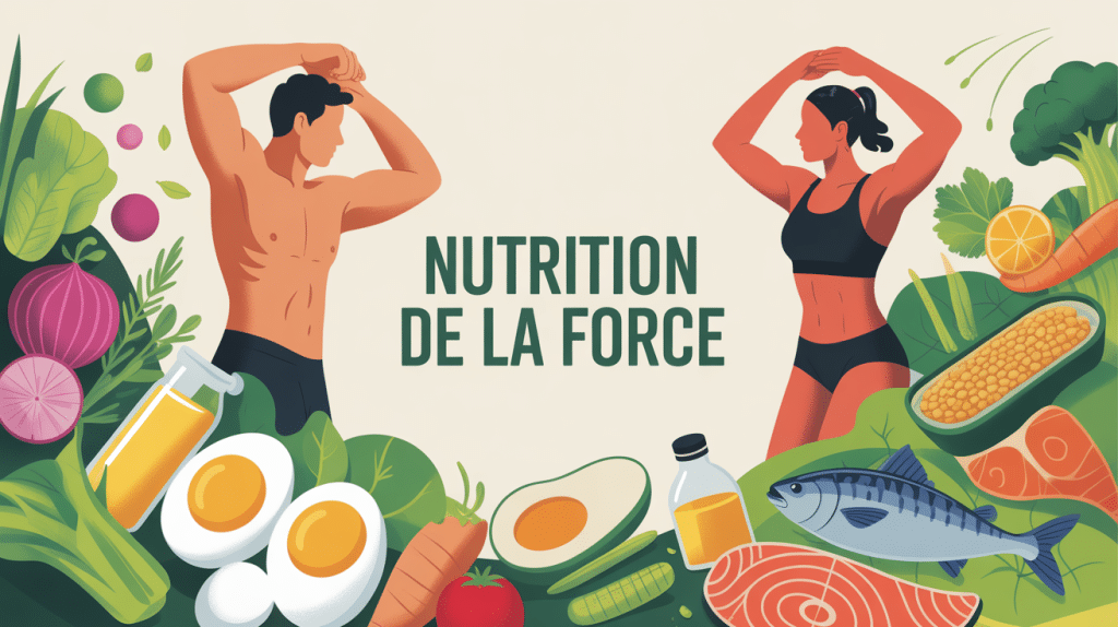 Illustration nutrition de la force équilibre performance sous forme vectorielle