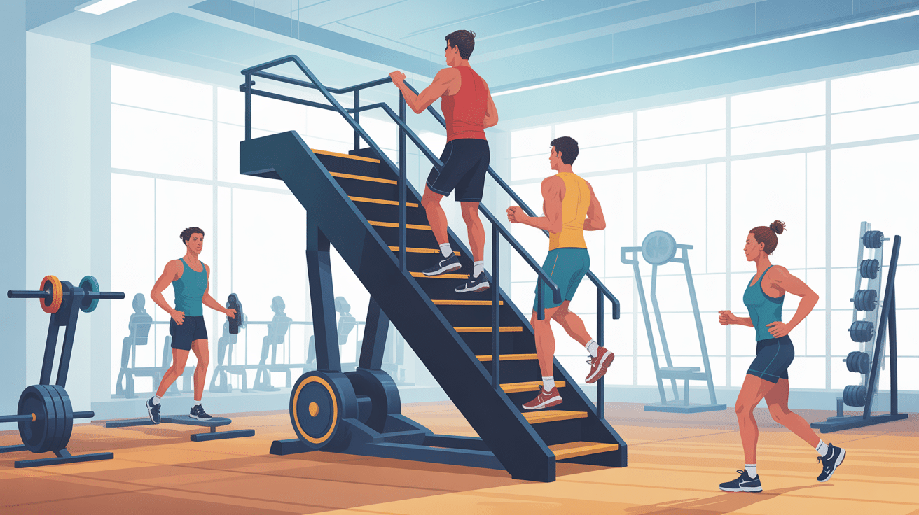 Machine escalier salle de sport design vectoriel moderne