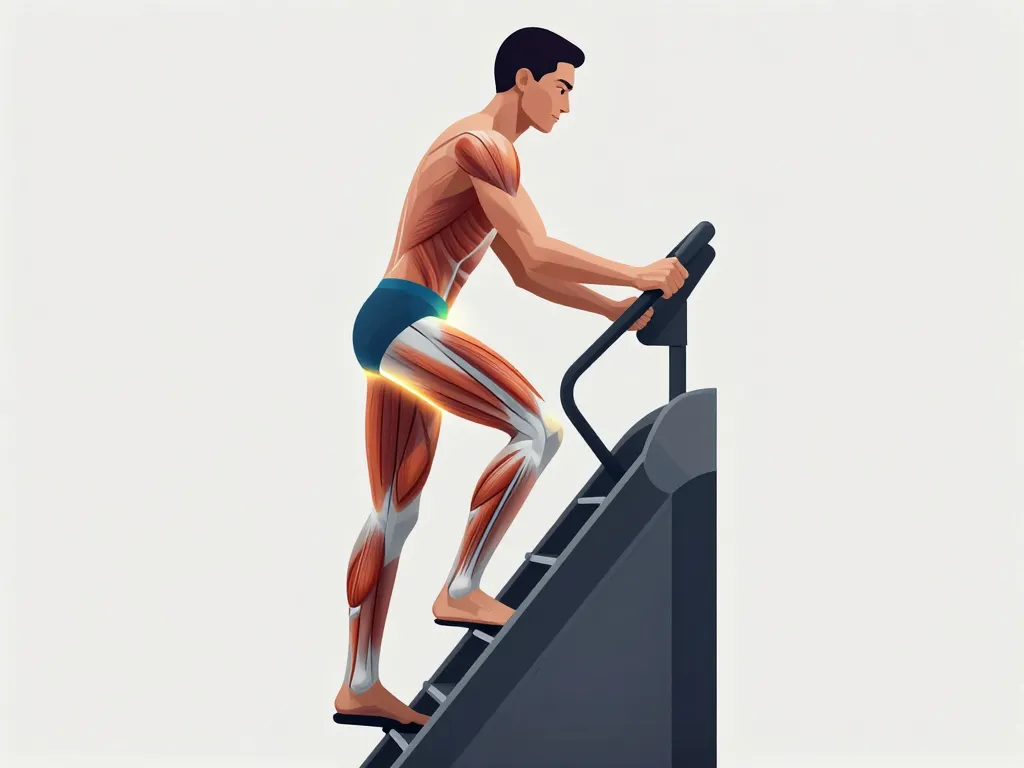 Machine escalier salle de sport muscles ciblés