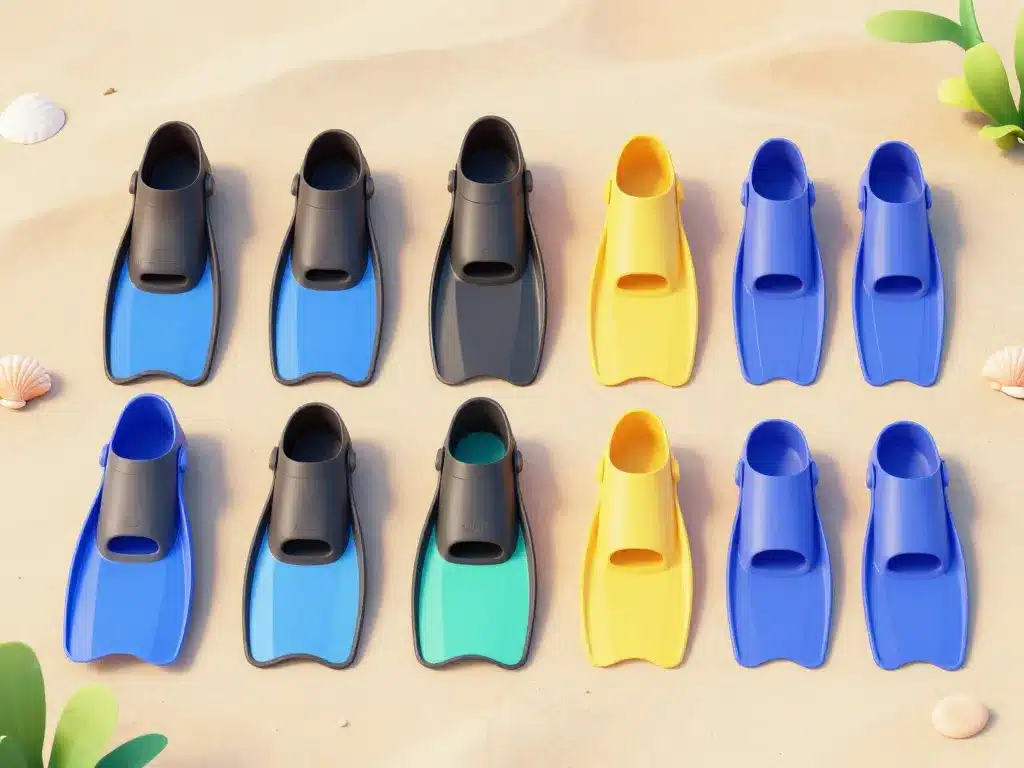 Différents types de palmes snorkeling sur sable