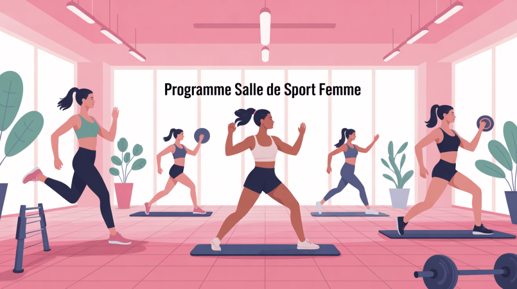 programme salle de sport femme silhouettes fitness salle illustration