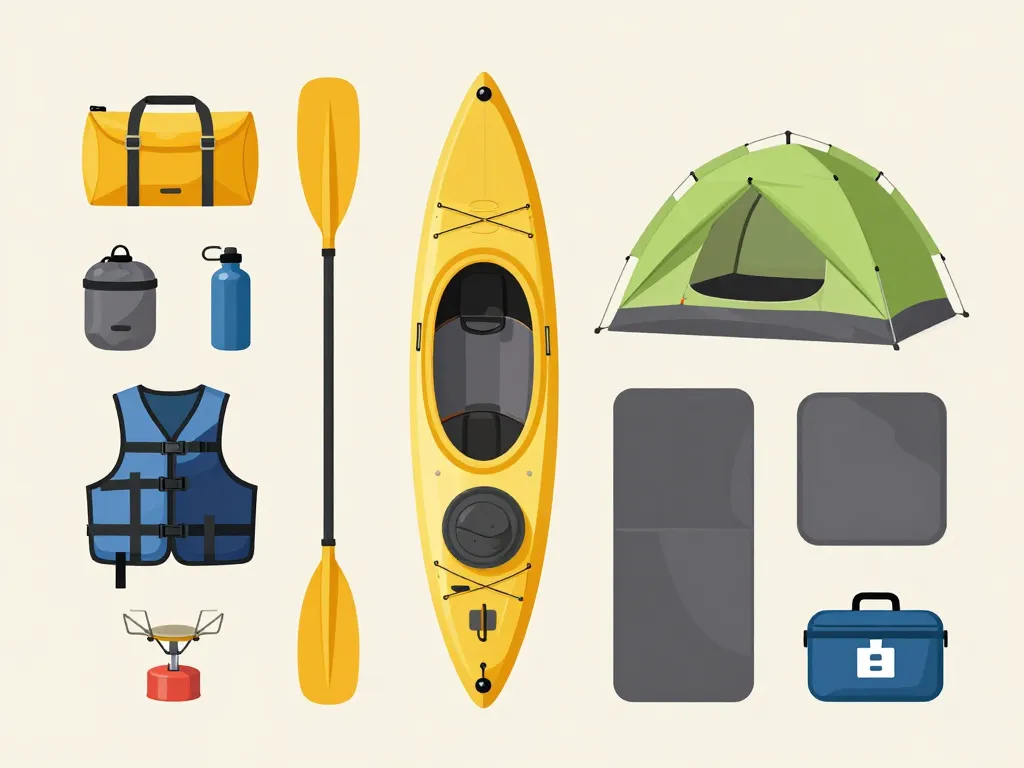 Matériel essentiel pour randonnée kayak en autonomie bien organisé