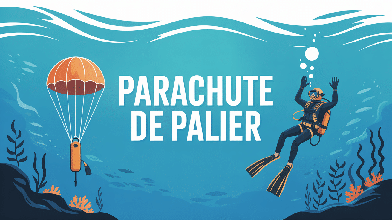 plongeur utilisant parachute palier orange sécurité