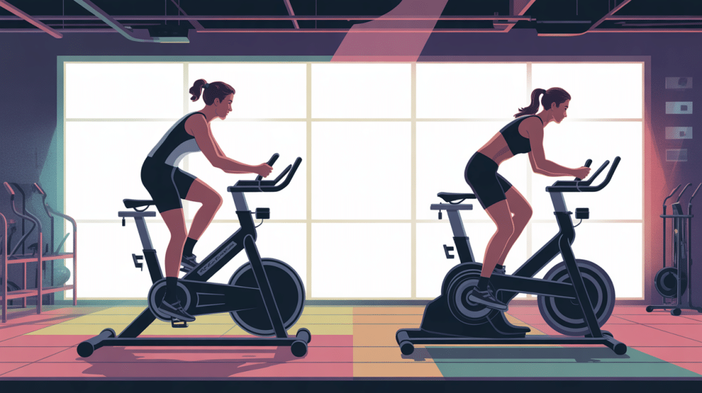 illustration centrale velo elliptique ou tapis de course salle de sport