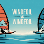 Comparaison visuelle windfoil ou wingfoil silhouettes sur l’eau