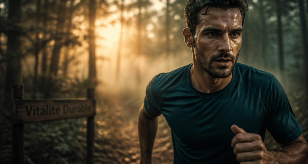 10 bienfaits de la course a pied illustrés par un coureur en forêt