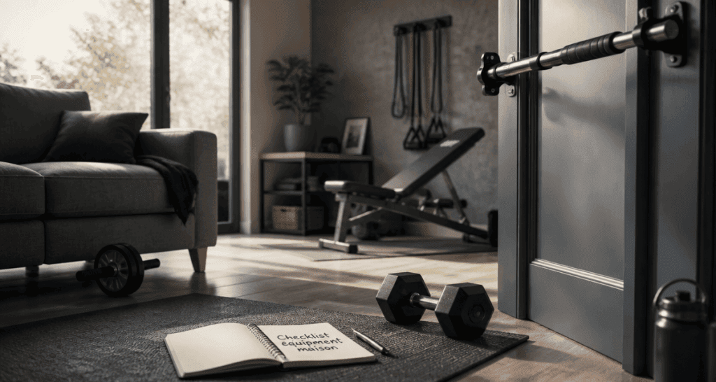 accessoires muscu maison dans salon