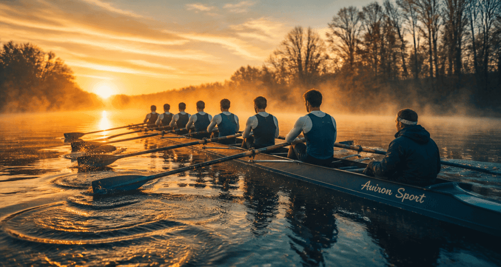 aviron sport huit rameurs sur fleuve