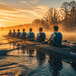 aviron sport huit rameurs sur fleuve