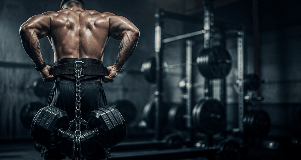 Athlète ajustant ceinture de lest en salle
