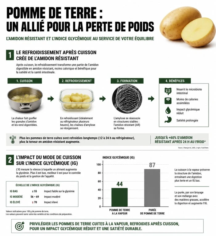 Infographie sur les bienfaits de la pomme de terre pour régime et perte de poids