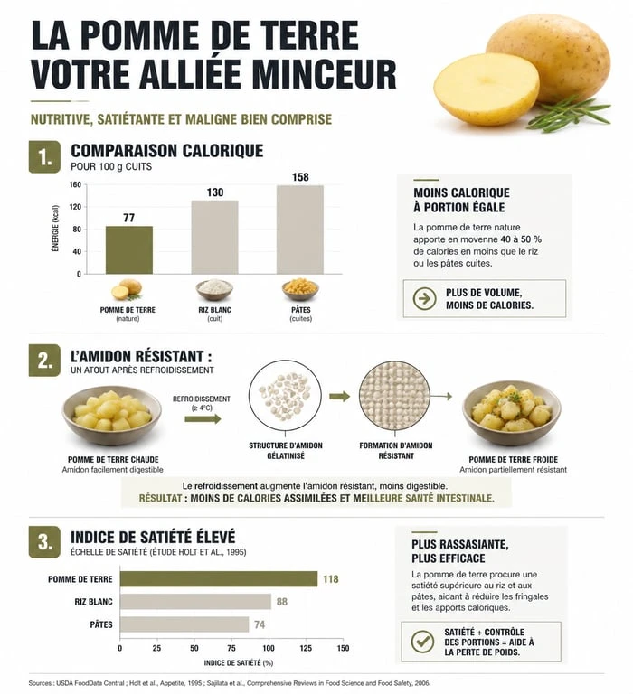 Infographie sur les bienfaits du régime au pomme de terre pour la perte de poids et la satiété