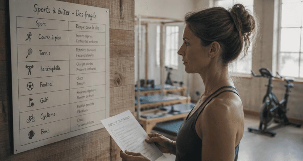 lombalgie sport a eviter femme checklist