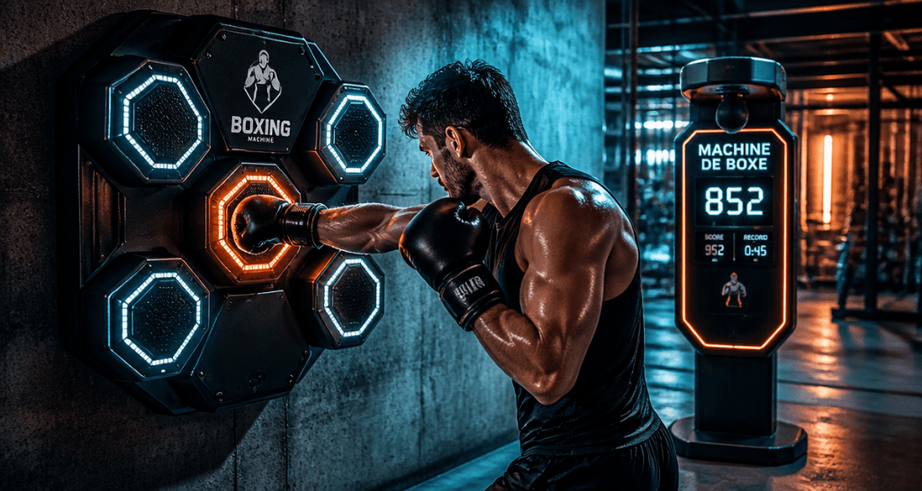 Machine de boxe murale avec cibles LED et boxeur