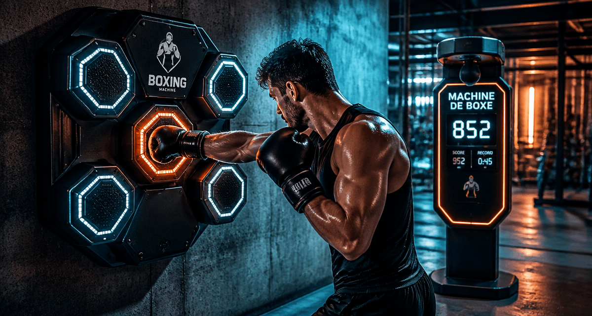 Machine de boxe murale avec cibles LED et boxeur