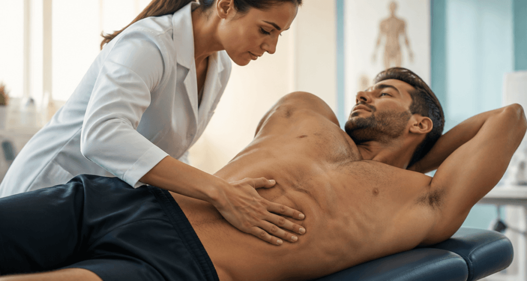palpation muscle oblique externe de l abdomen