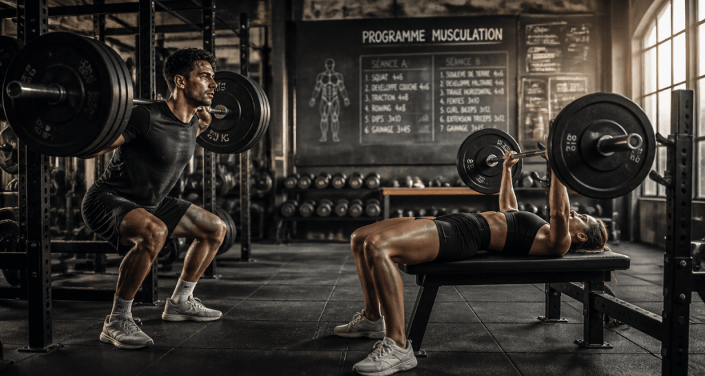 Programme musculation squat et développé couché en salle