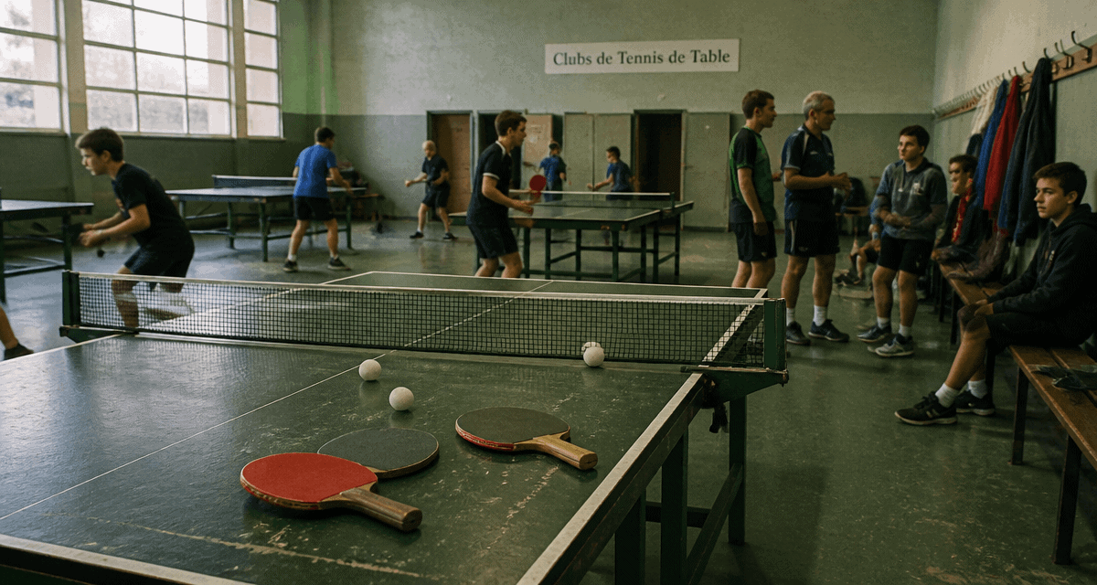 Salle de tennis de table autour de moi, joueurs et ambiance club