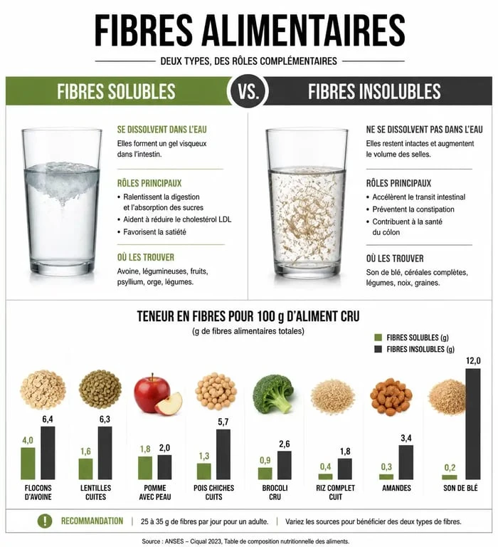 Infographie sur les bienfaits des aliments contenant des fibres pour la santé digestive