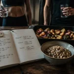 Être en deficit calorique : calcul calories sur carnet, légumes et quinoa