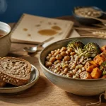 Les glucides font grossir : quinoa, légumes rôtis et pain complet