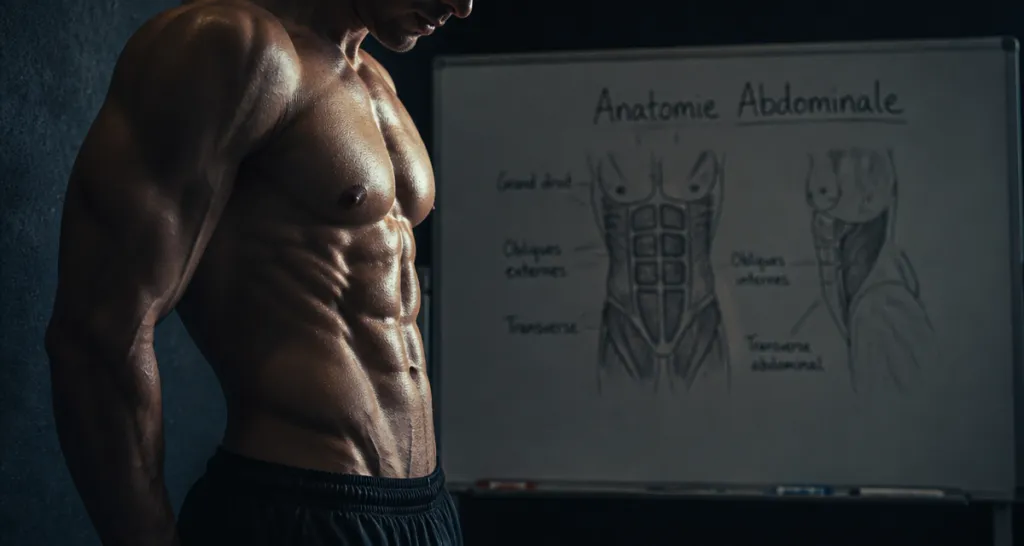 muscles abdominaux antero lateraux sur athlète de profil