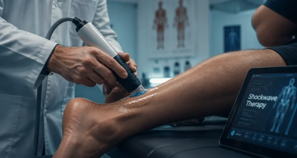 Shockwave therapy sur tendon d’Achille en séance