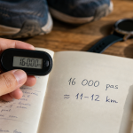 16 000 pas en km : 10,7 à 12,2 km selon la foulée